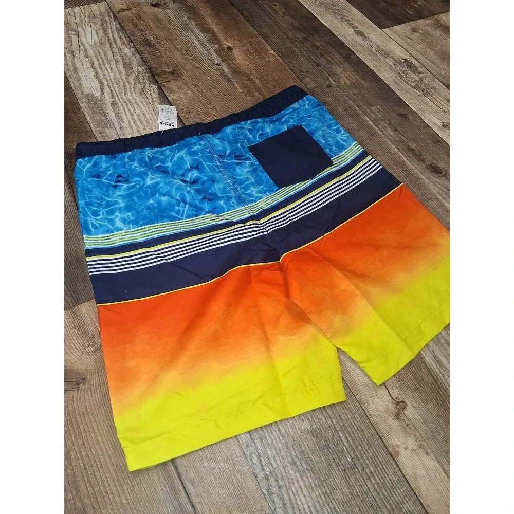 NWT! Boys Lands' End Multi-Mixed Stripe Printed Swim Trunks, XXL Husky (18H-20H)